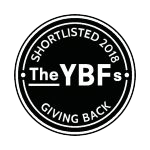 The ybf giving back logo promoting the London Cookery Class.