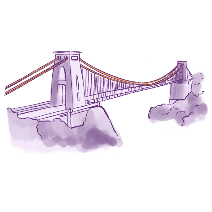 Migrateful Cookery Class in London, showcasing a stunning png image of the Bristol suspension bridge.