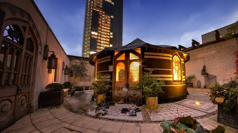 A picturesque courtyard with a charming gazebo nestled in the heart of London