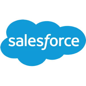 The salesforce logo on a black background at the London Cookery Class.